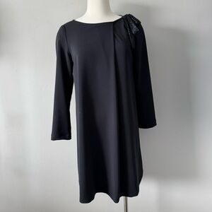 MARELLA Black Long Sleeve Dress with Bow Accent